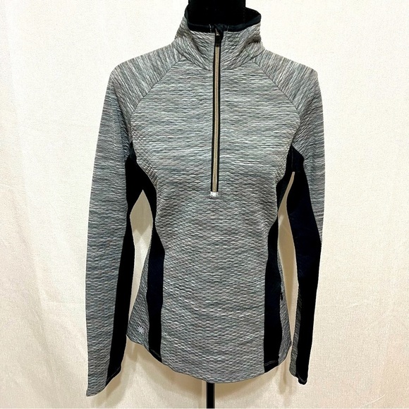 Athleta Snowscape 3/4 zip reflective B&W quilted pull over running jacket. Med - Picture 1 of 10